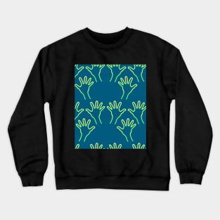 Cave Hands Anew Yellow-Green on Dark Electric Blue 5748 Crewneck Sweatshirt